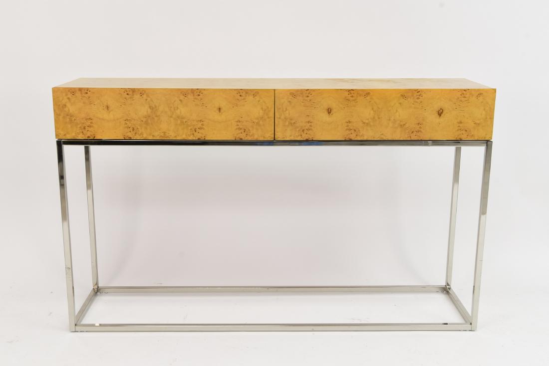 MILO BAUGHMAN STYLE BURL AND CHROME CONSOLE TABLE (1 of 9)
