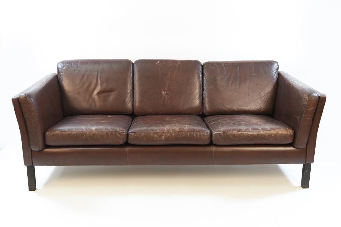 DANISH MID CENTURY 3-SEAT LEATHER SOFA (1 of 10)