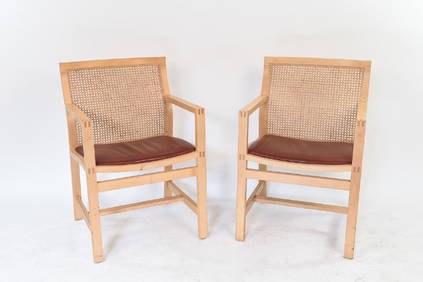 Pair of Kongaserie Caned Armchairs by R. Thygesen & J. Sorensen for Botium - Denmark Pair of Kongaserie Caned Armchairs by R. Thygesen & J. Sorensen for Botium - Denmark