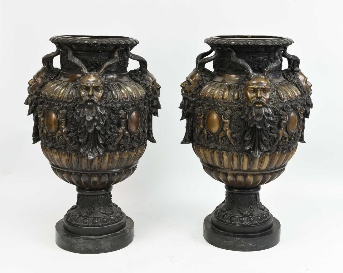 PAIR OF 20TH C. LARGE BRONZE URNS (1 of 13)