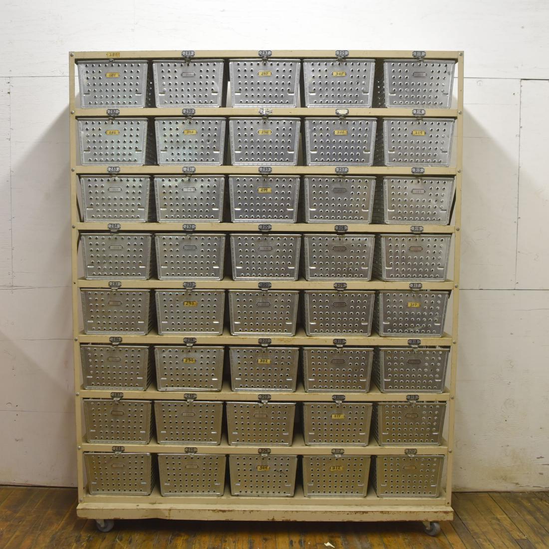 INDUSTRIAL SHELVING WITH WIRE BASKETS (1 of 8)