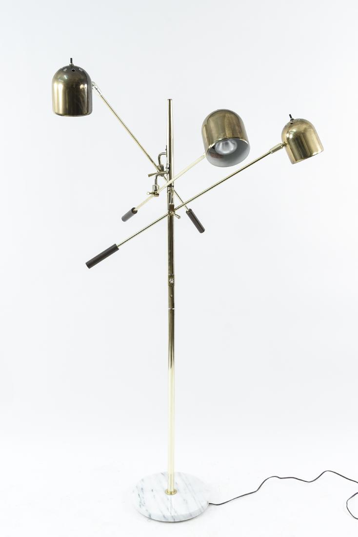 ARTICULATING BRASS 3-ARM MARBLE BASE FLOOR LAMP (1 of 11)