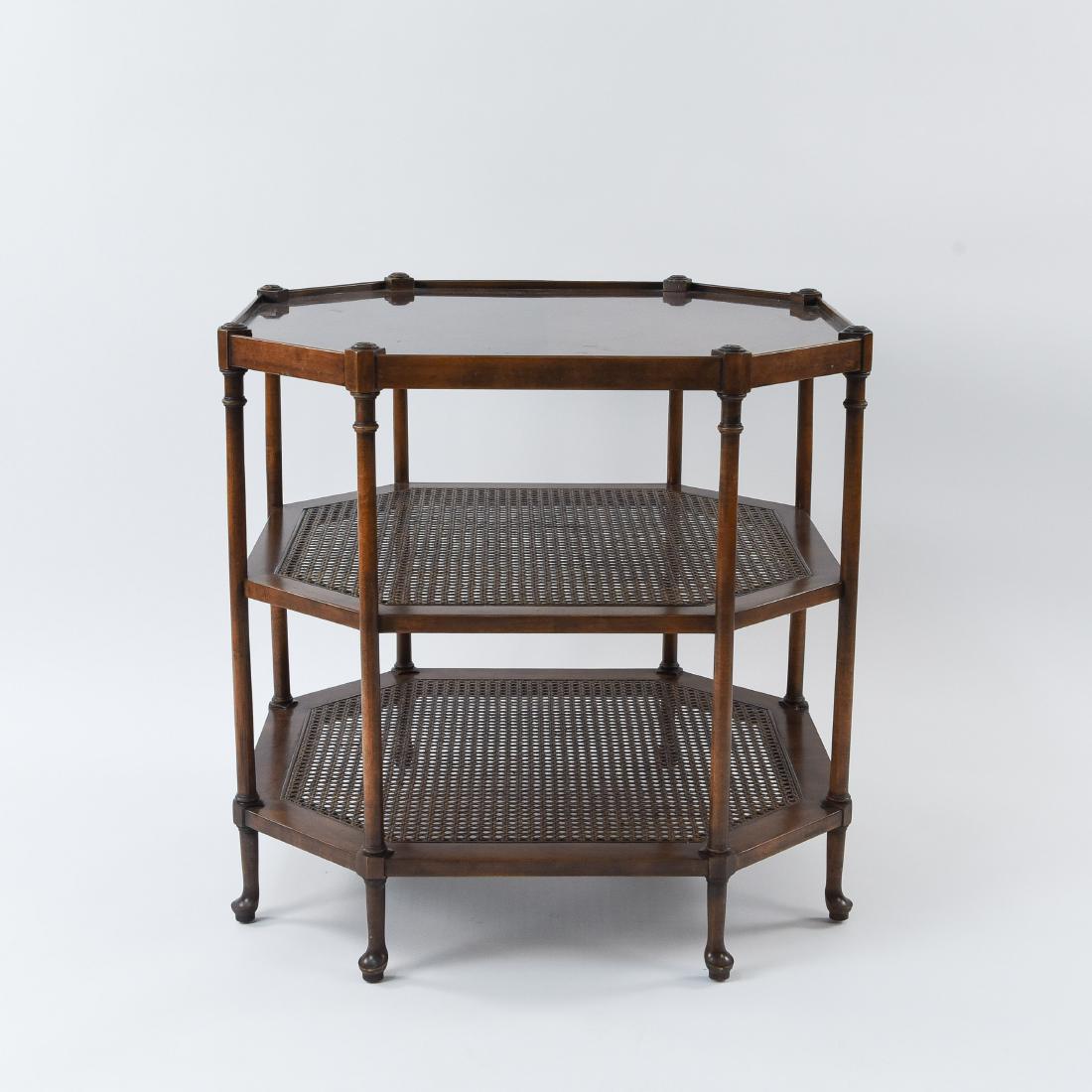 OCTAGONAL BURL WOOD AND CANED SIDE TABLE (1 of 9)