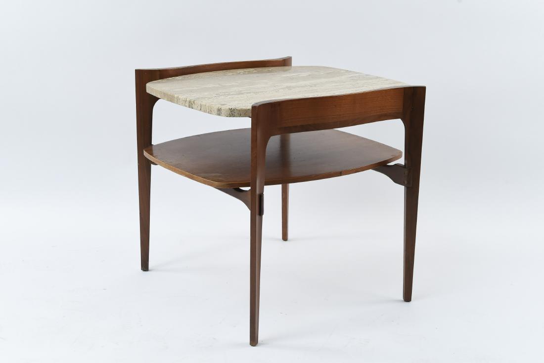 BERTHA SCHAEFER TRAVERTINE TWO-TIERED SIDE TABLE (1 of 9)