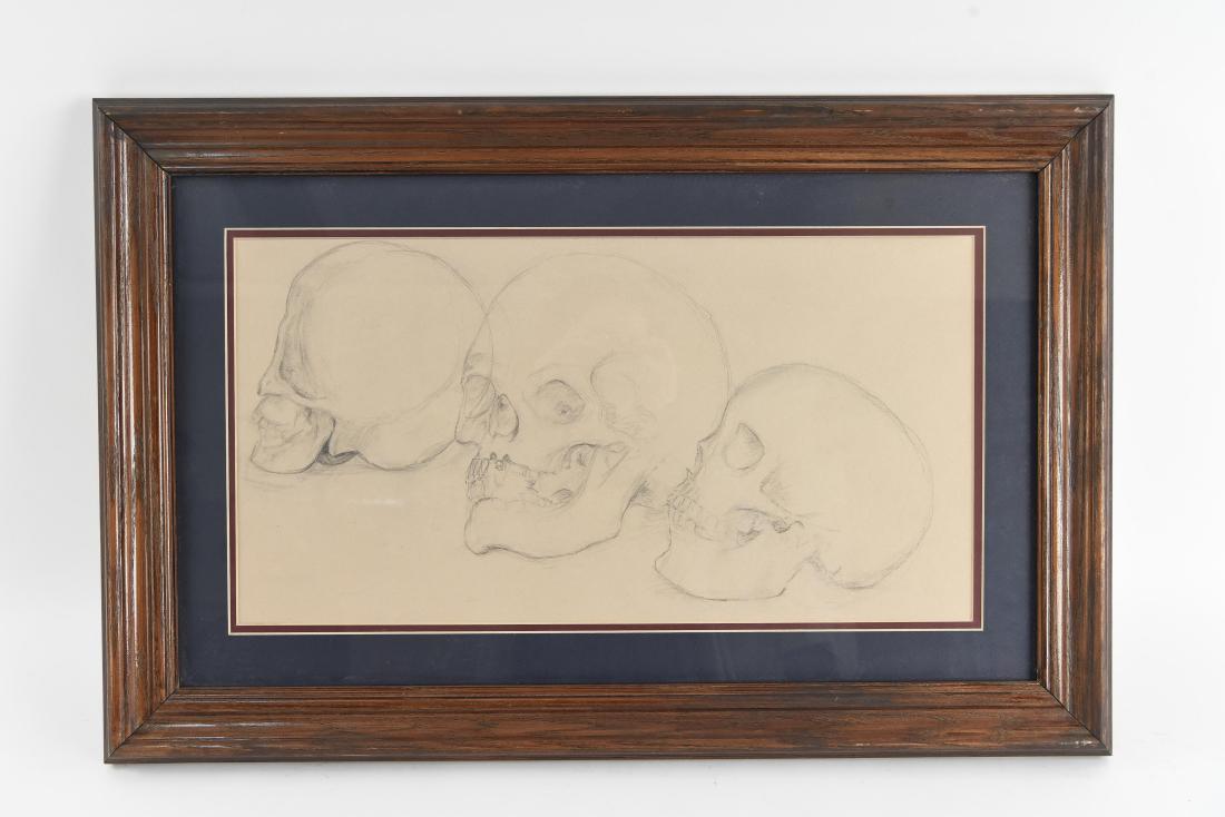20TH CENTURY SKULL STUDY PENCIL DRAWING (1 of 8)
