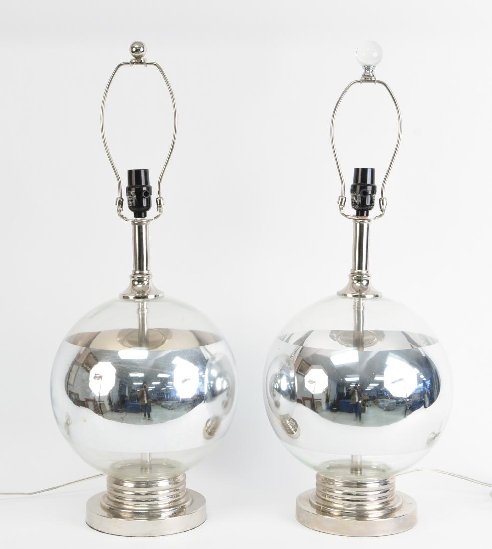 GLASS AND CHROME MIRRORED GLOBE LAMPS (1 of 12)