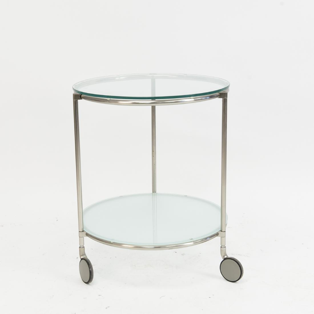 TWO TIERED CHROME CONTEMPORARY SIDE TABLE (1 of 8)