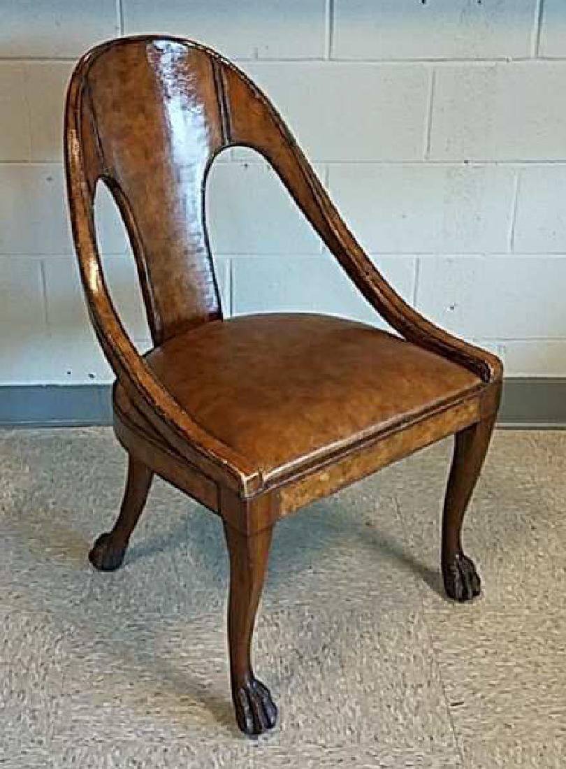 LEATHER CLAD CLAW FOOT SIDE CHAIR (1 of 7)