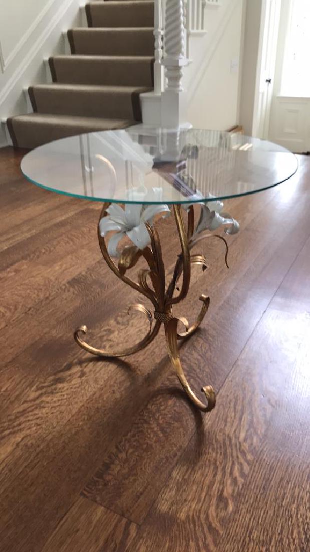 GILT AND ENAMEL METAL FLOWER SIDE TABLE (1 of 4)