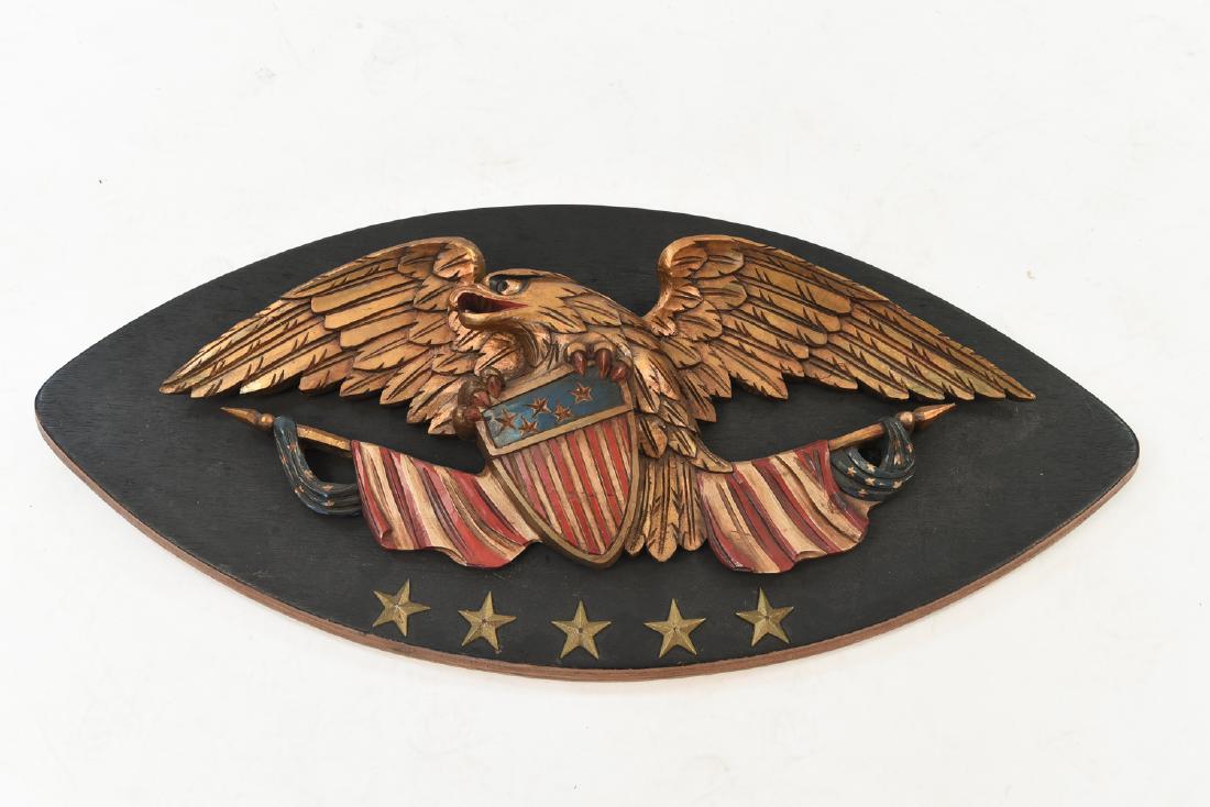 CARVED WOOD AND PAINTED EAGLE PLAQUE (1 of 10)