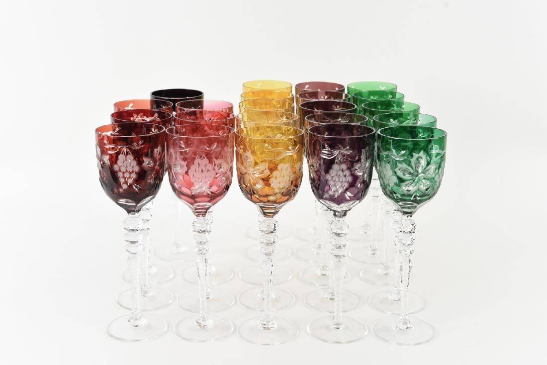 COLORFUL HUNGARIAN HAND CUT CRYSTAL GOBLETS (1 of 15)