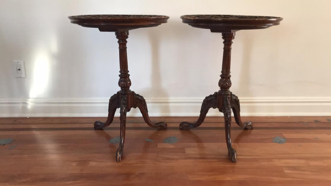 PAIR OF MAHOGANY CLAW FOOT SIDE TABLES (1 of 8)