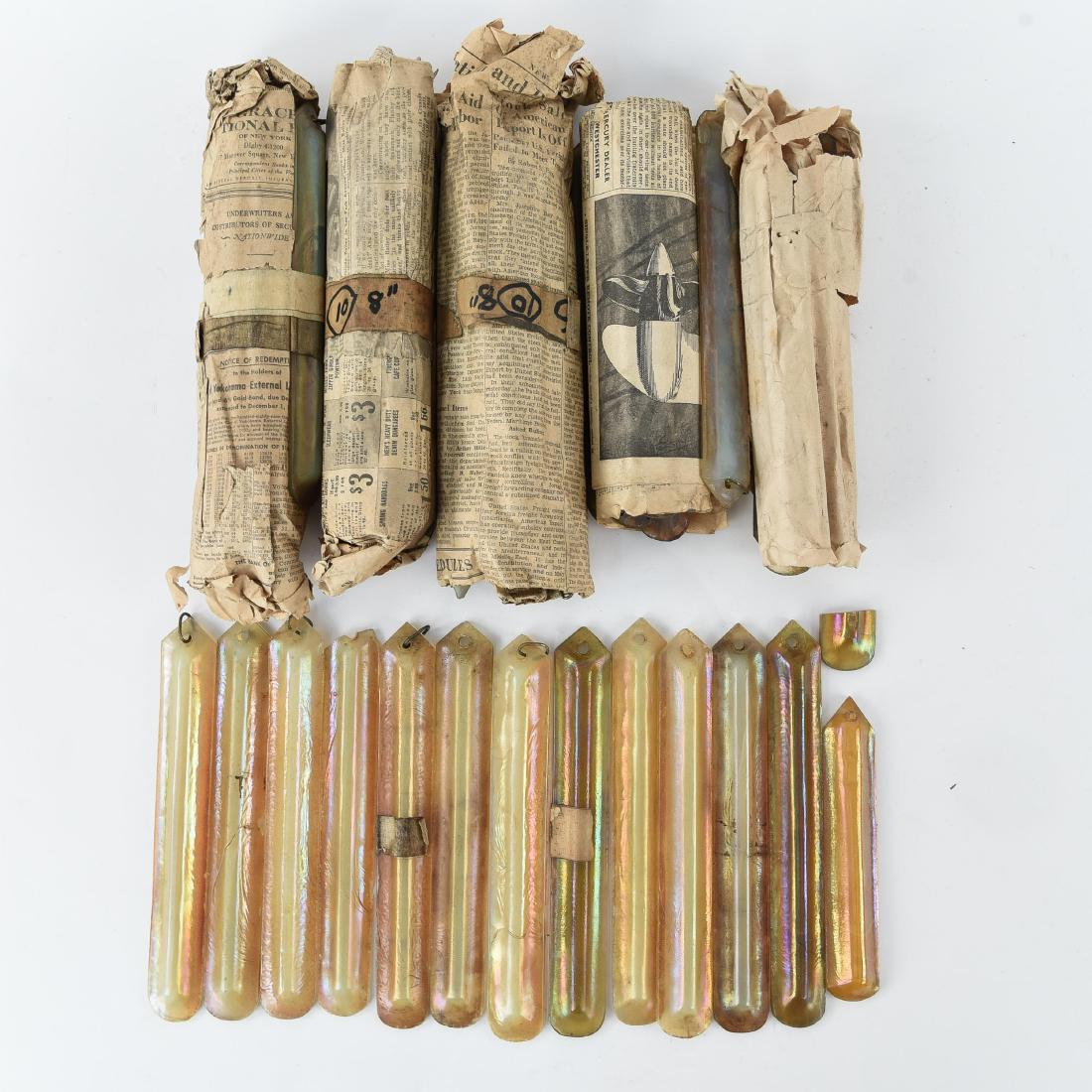 ATTR. TIFFANY GOLD AURENE GLASS CHANDELIER PRISMS (1 of 10)