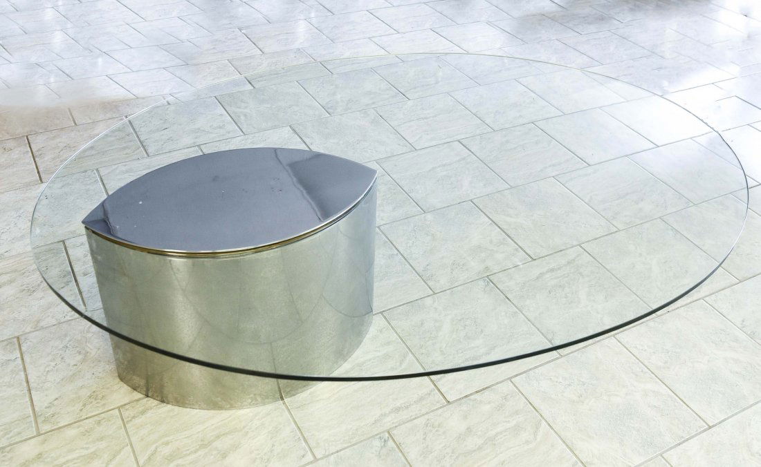 MODERN CHROME & GLASS TOP COFFEE TABLE (1 of 11)