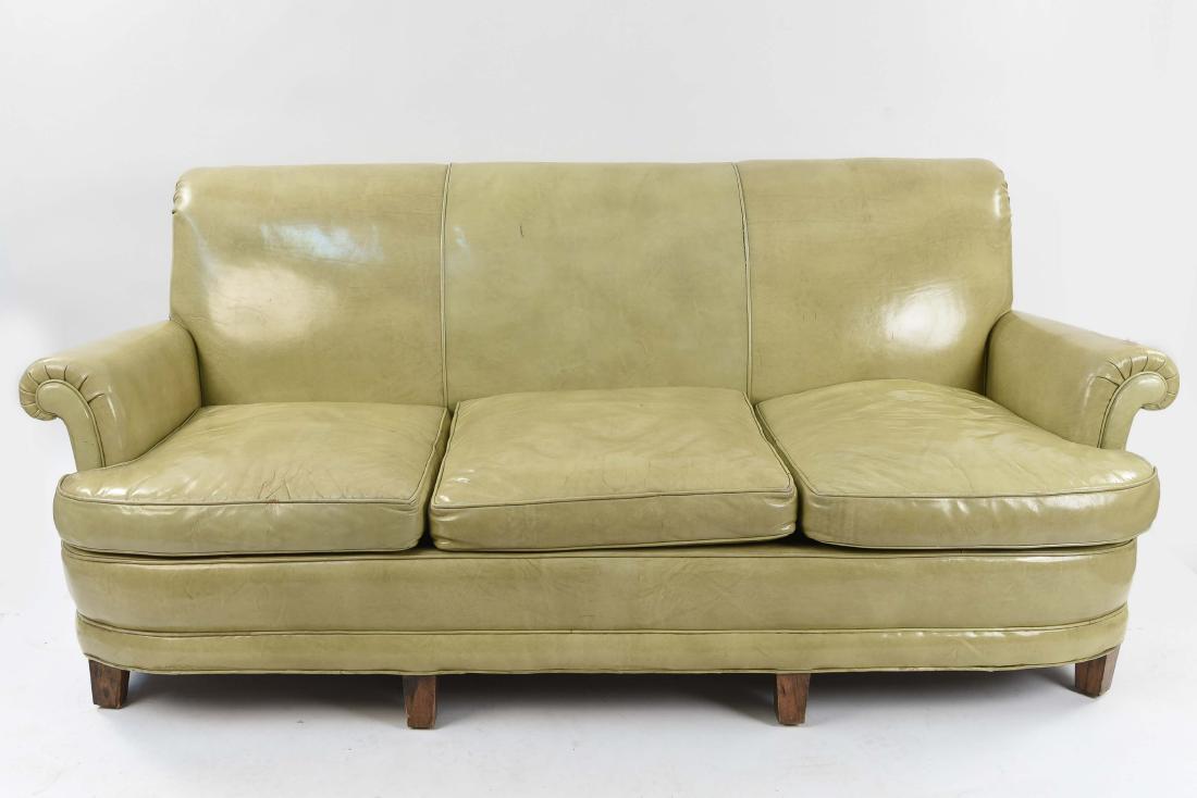 GREENISH YELLOW LEATHER SOFA (1 of 14)