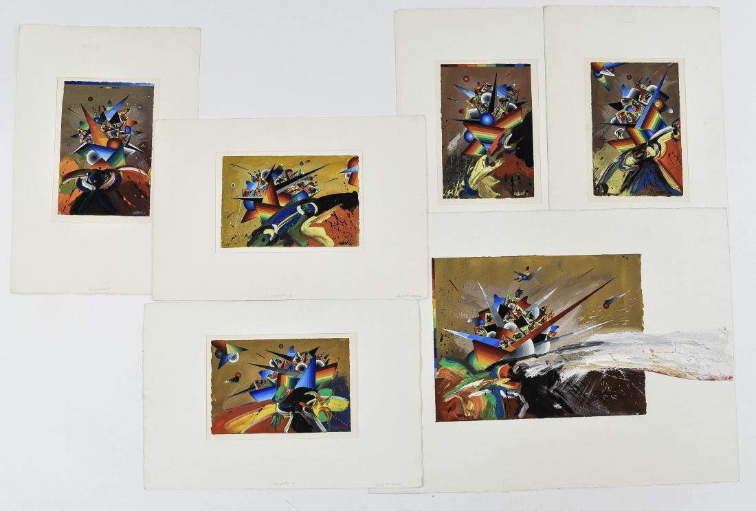 (6) SIGNED MODERN ABSTRACT PAINTINGS (1 of 17)