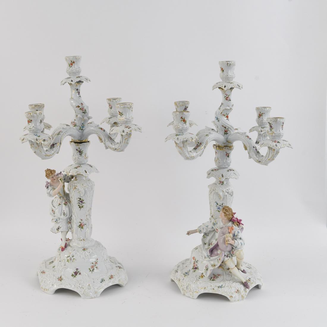 PAIR OF GERMAN PORCELAIN CANDELABRAS (1 of 16)