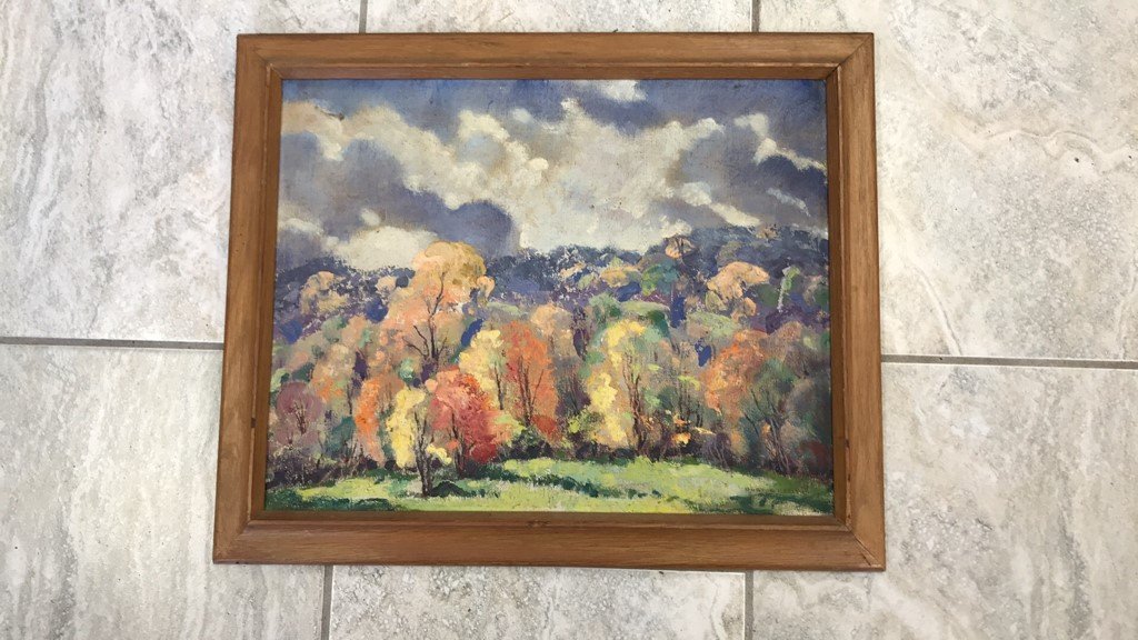 BURTON KEELER O/C: Signed lower right: Burton Keeler Dimensions: (Frame) H 16" x W 19", (Sight) H 12.75" x 15.75" Condition: Surface dirt. Water damage to back side.