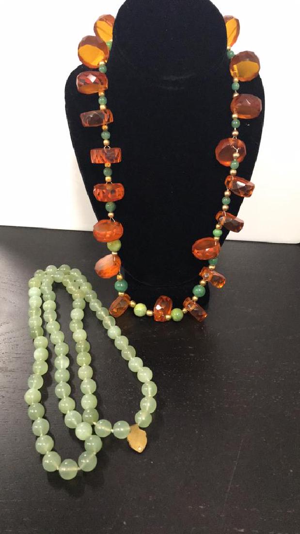 (2) NECKLACES INCLUDING JADEITE AND AMBER (1 of 5)