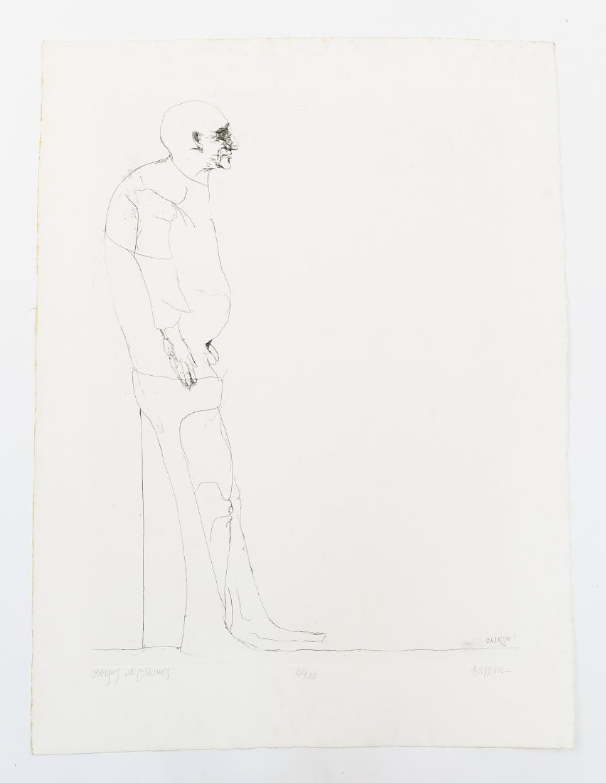 LEONARD BASKIN (AMERICAN 1922-2000): Etching, "Oedipus at Collonus." Numbered 22/100. Dimensions: H 29.25" x W 21.75" Condition: Faint foxing.