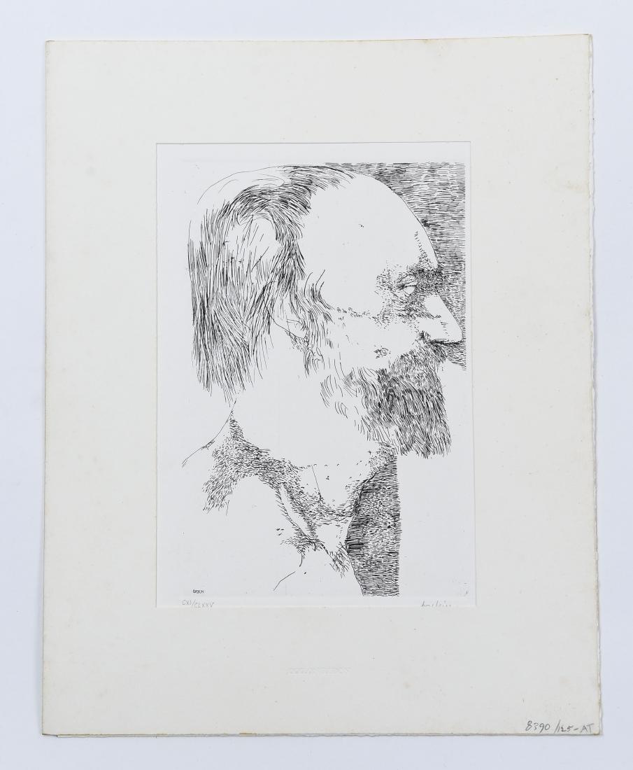 LEONARD BASKIN (AMERICAN 1922-2000): Etching, "Odilon Redon." From Laus Pictorum... 1968. Numbered CXI/CLXXV. Dimensions: (Paper) H 14" x W 10.75" Condition: With folder. Clean.