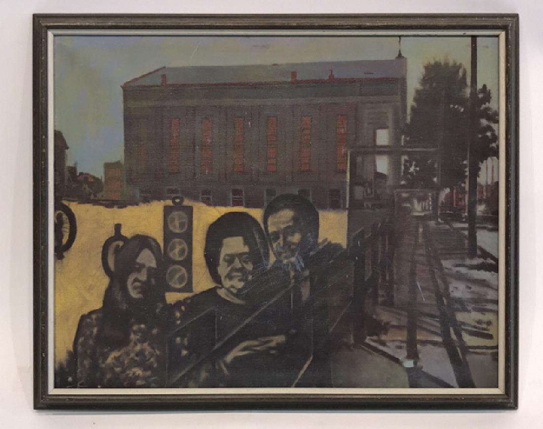 STEVEN THEODORE PAKYZ (1943-2004): Acrylic on canvas, stamped on the verso. Pennsylvania artist. Dimensions: (Frame) H 18" x W 22", (Sight) H 15.5" x W 19.5" Condition: Some surface dirt and small blue paint drips. Surface rubbed.