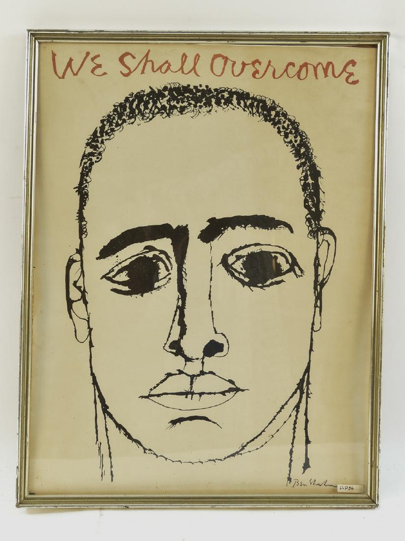 BEN SHAHN (LITHU/AMERICAN 1898-1969): "We Shall Overcome." Portrait of Martin Luther King", 1965. Off-set lithograph on paper, titled on the top and signed on the bottom both in the plate. Dimensions: (Frame) H 22.25" x W 17", (Sight) H 2