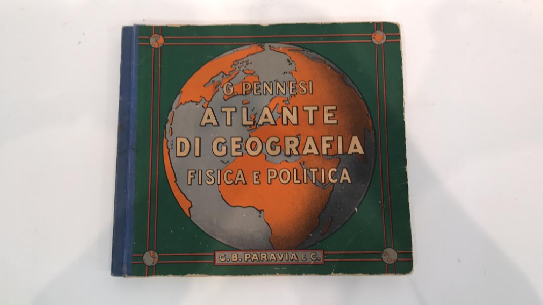 1939 ITALIAN ATLAS: Giuseppe Pennesi: Atlante Geografico. Pencil inscriptions. Dimensions: H 12.5" x W 14" Condition: Showing signs of age, mostly to binding. Uncollated.
