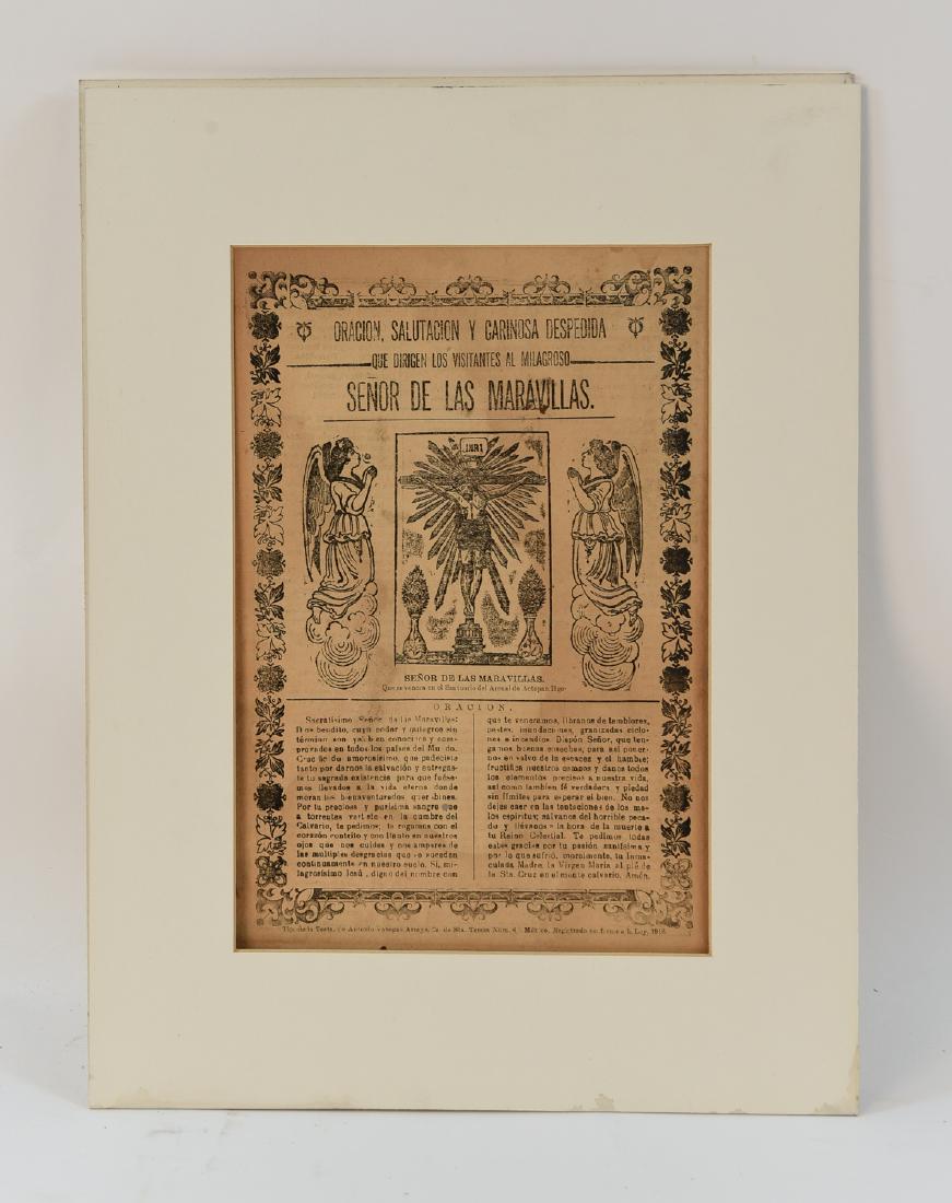 JOSE GUADALUPE POSADA ENGRAVING: Dated 1918. Dimensions: (Frame) H 15.75" x W 11.75", (Sight) H 10.75" x W 7.25" Condition: Age toned. Small hole lower left center. Two small holes in title. Light water stain at edge. No frame, just 