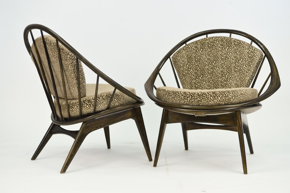 IB KOFOD-LARSEN FOR SELIG LOUNGE CHAIRS: C. 1959 new upholstery Dimensions: H 32.75" x W 33.5" x D 27" Condition: Near pristine.