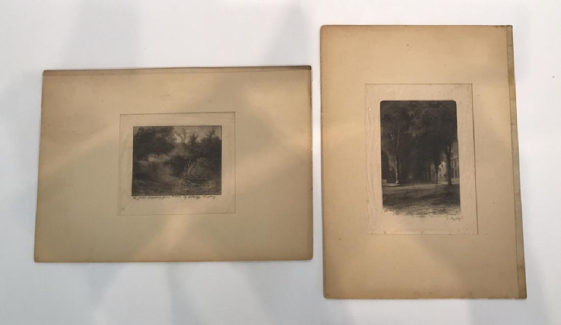 (2) ELBRIDGE KINGSLEY (1841-1915): Two proof etchings. Signed lower right: Elbridge Kingsley Dimensions: (Taller) (Frame) H 14.25" x W 10", (Sight) H 8" x W 5.5" Condition: Some wrinkles and early signs of foxing. Small tear to upper l