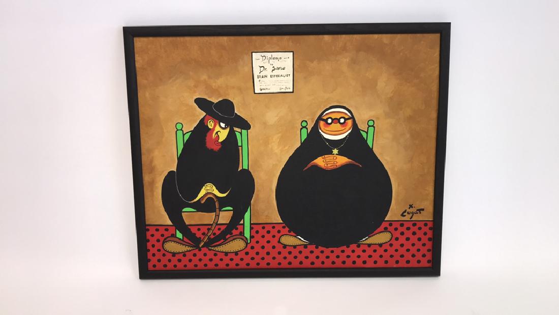 XAVIER CUGAT (SPANISH 1900-1990): Signed lower right: X. Cugat. Dimensions: (Frame) H 26" x W 31.5", (Sight) H 23.75" x W 29.75" Condition: Light scratch and small (.25") puncture to lower left.