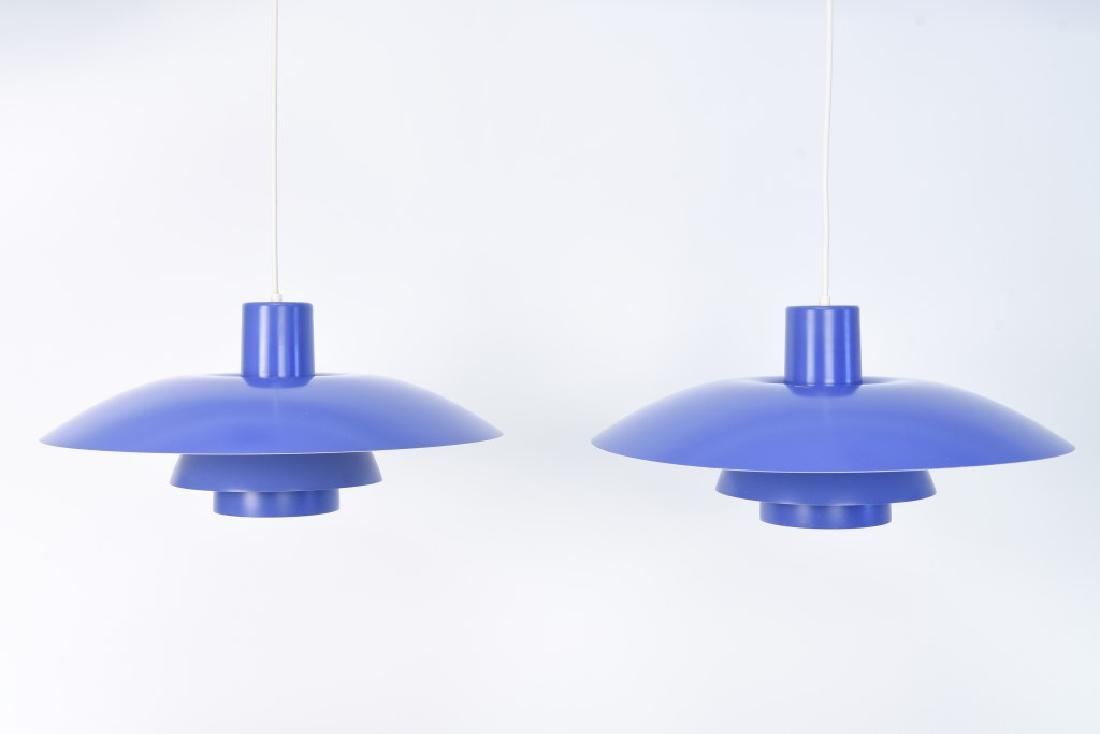 PAIR OF BLUE LOUIS POULSEN PH 4/3 LAMPS: Dimensions: H 8" x D 16" Condition: Little signs of use. With original boxes