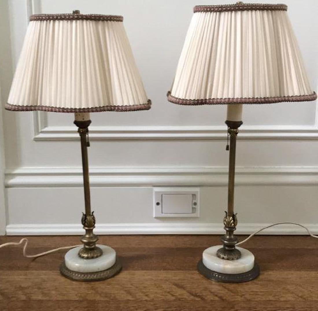 PAIR OF MARBLE BASE TABLE LAMPS (1 of 4)