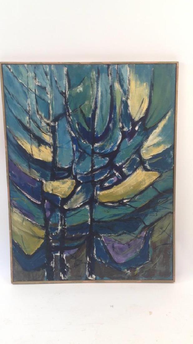 KENNETH FORMAN (1925-2015): Unsigned, abstract trees. K. Forman on stretcher. Dimensions: (Frame) H 48" x W 36.5", (Sight) H 47" x W 35.5" Condition: Frame with losses.