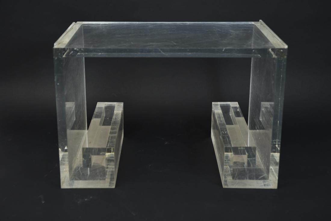 LUCITE KARL SPRINGER TABLE W/ GREEK KEY FOOT (1 of 8)