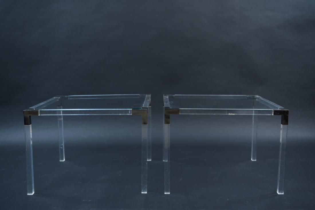 PAIR OF LUCITE & CHROME SIDE TABLES (1 of 5)
