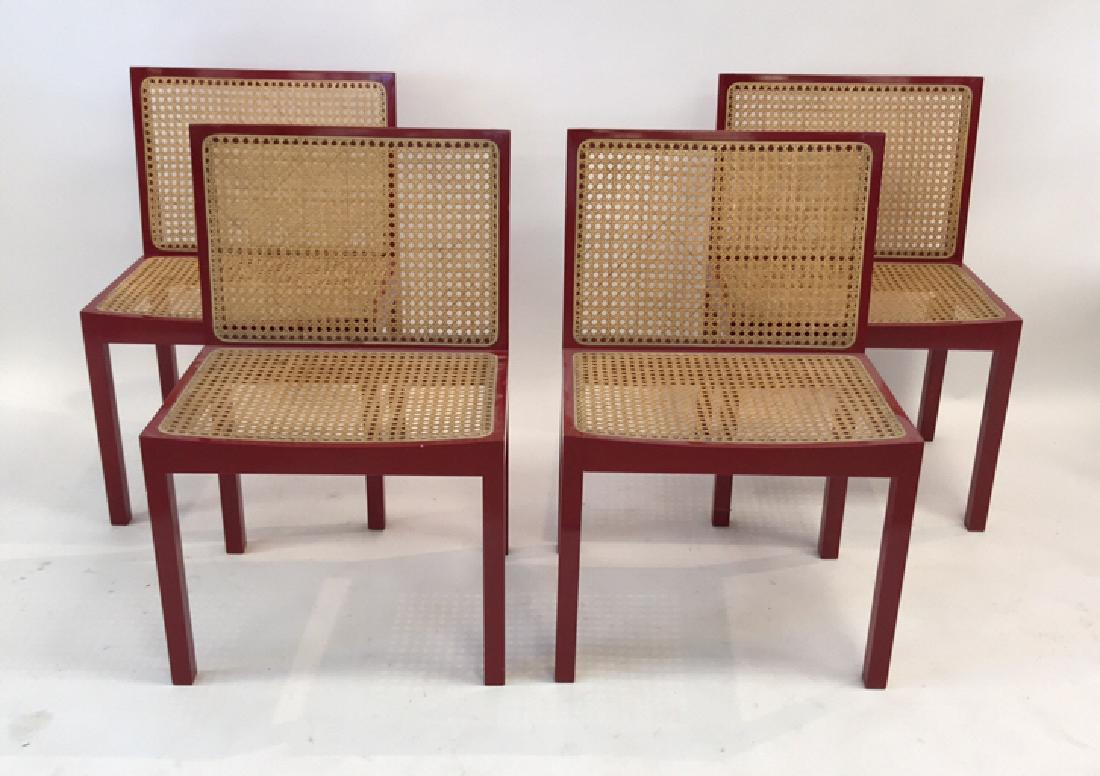 (4) STENDIG RED LACQUERED & CANE CHAIRS (1 of 9)