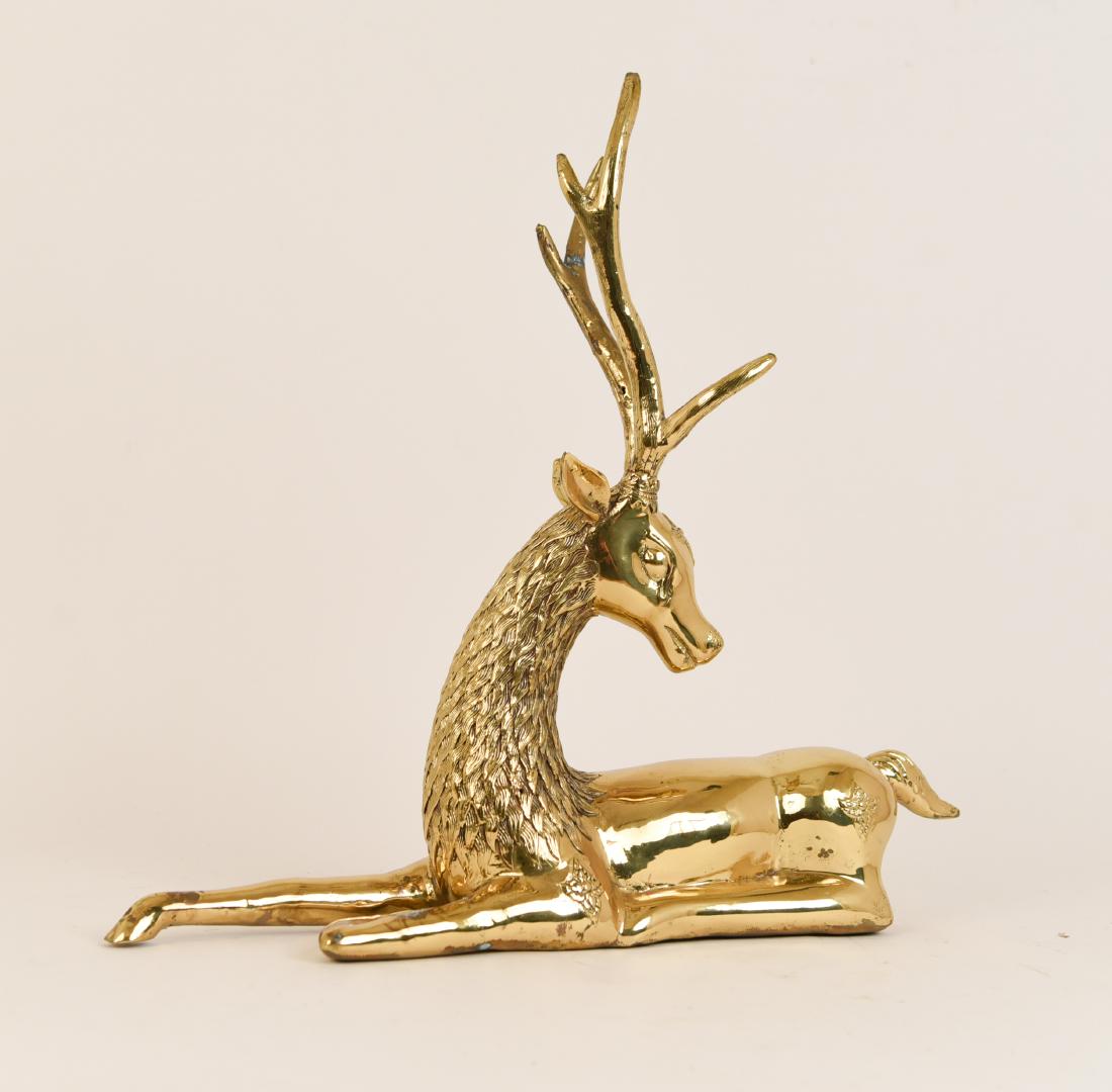 MID CENTURY BRASS DEER SCULPTURE (1 of 9)