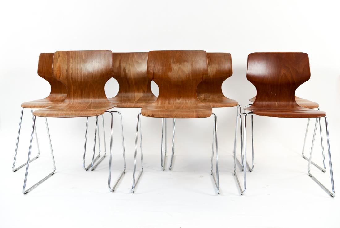 (7) FLOTOTTO PAGWOOD PAGHOLZ STACKING SLED CHAIRS (1 of 9)