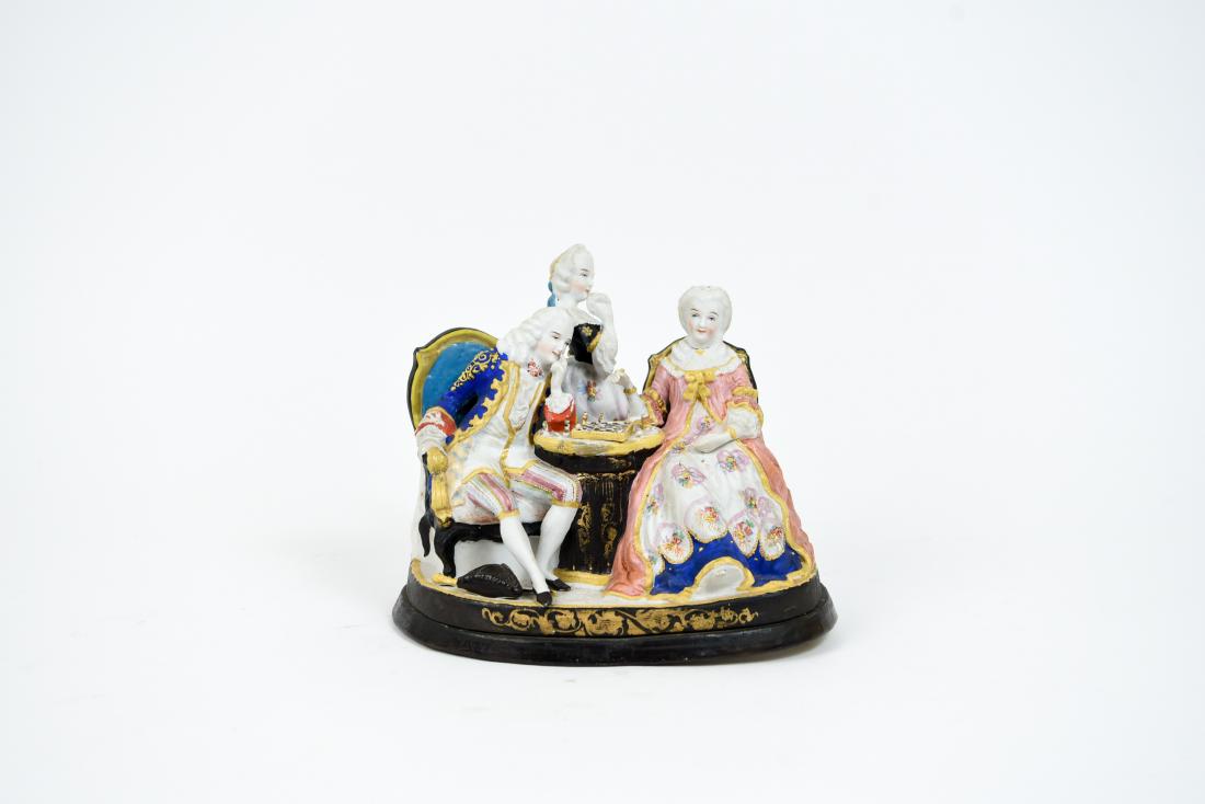 PAINTED PORCELAIN FIGURAL INKWELL (1 of 13)