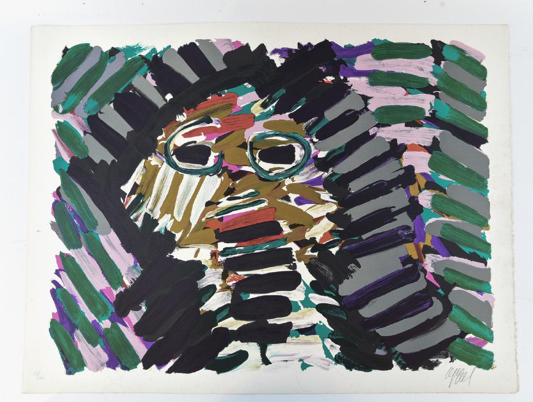 KAREL APPEL (DUTCH 1921-2006) LITHOGRAPH #2: Color lithograph, 1980. Titled "Street Kitten." Pencil signed lower right. Edition 18/100 lower left. Dimensions: (Paper) H 24.5" x W 32.75" Condition: Very faint foxing. Never framed.
