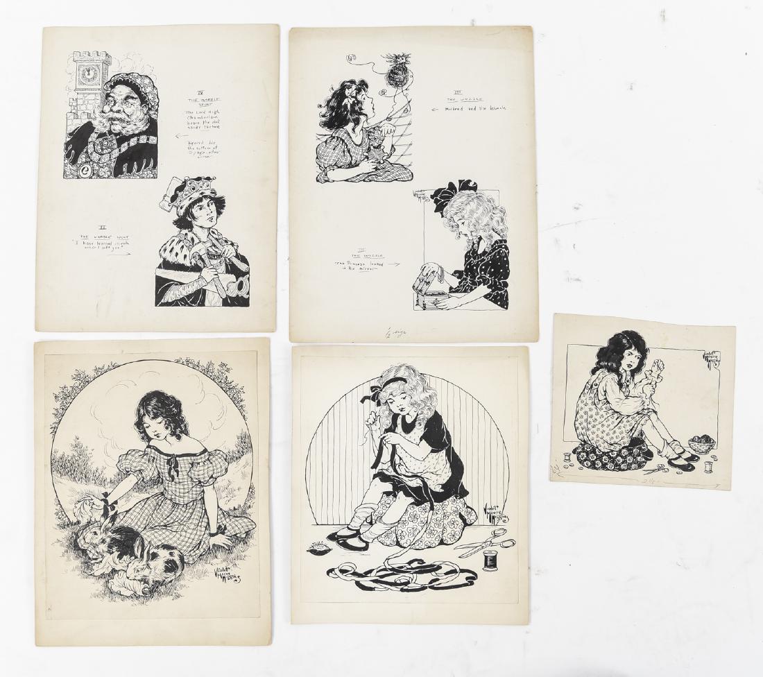 (5) VIOLET MOORE HIGGINS PEN AND INK ILLUSTRATIONS (1 of 8)