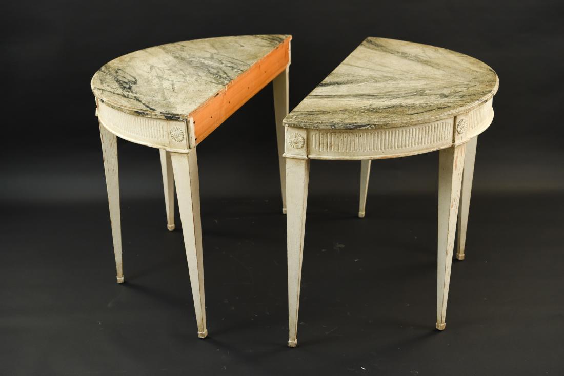 PAIR OF SWEDISH DEMI LUNE CONSOLE TABLES (1 of 10)