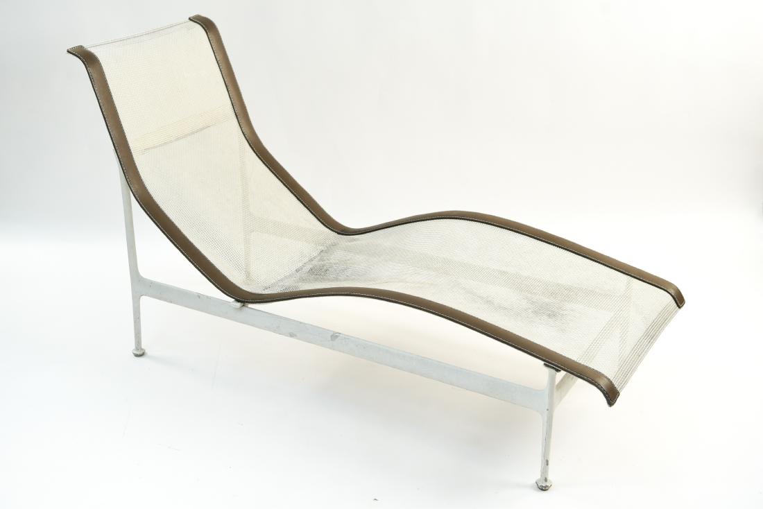 RICHARD SCHULTZ FOR KNOLL CHAISE LOUNGE CHAIR: With Richard Schultz label. Dimensions: H 33.5" x W 54.75" x D 24.25" Condition: Wear consistent with outdoor exposure. Could use cleaning. Finish loss.