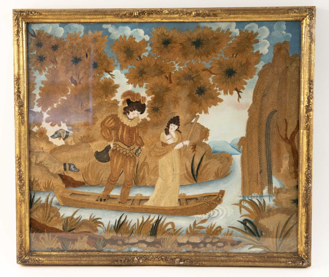 LARGE EARLY 19TH C. NEEDLEWORK / WOOLWORK SCENE (1 of 20)