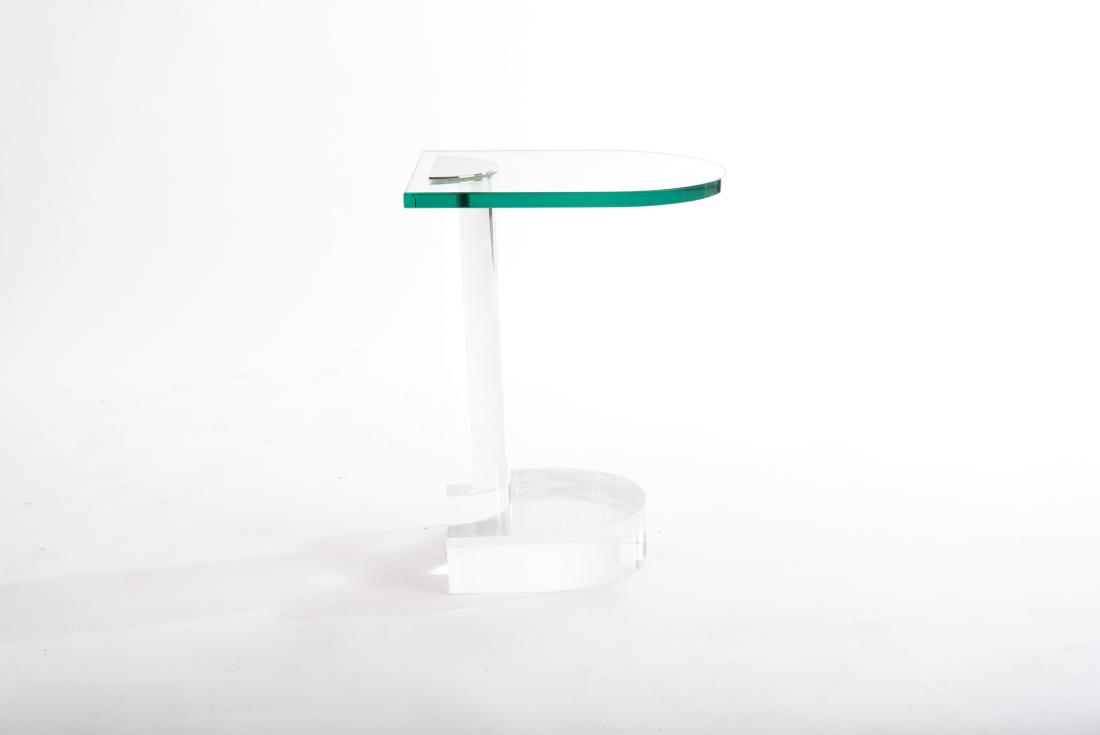 LUCITE AND GLASS SIDE TABLE ATTR. TO LORIN MARSH (1 of 7)