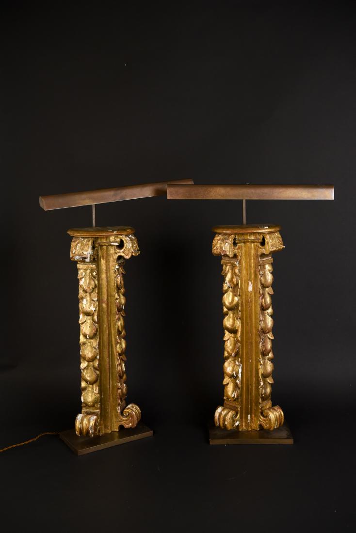 PAIR OF LOUIS XVI STYLE GILT WOOD LAMPS (1 of 9)