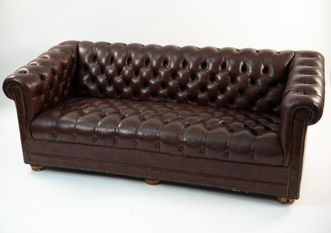 BUTTON TUFTED LEATHER SOFA (1 of 14)