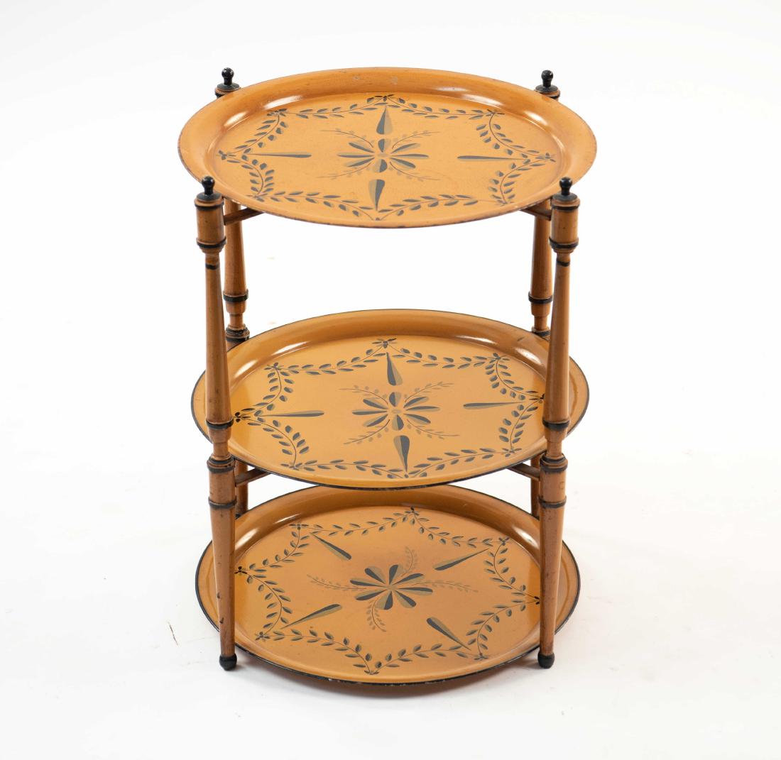 THREE-TIER TOLE TRAY SIDE TABLE (1 of 9)